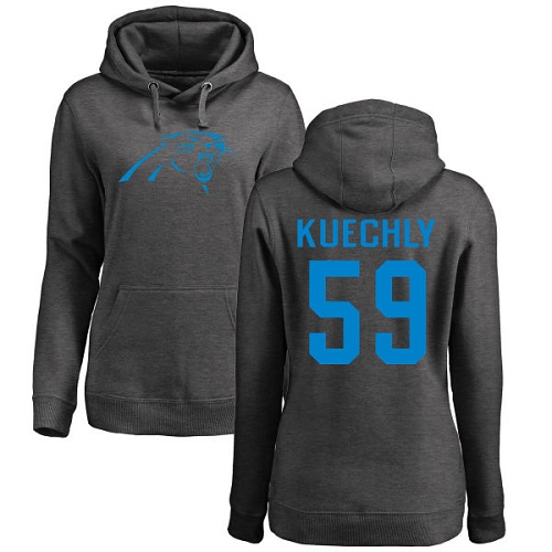 Carolina Panthers Ash Women Luke Kuechly One Color NFL Football 59 Pullover Hoodie Sweatshirts